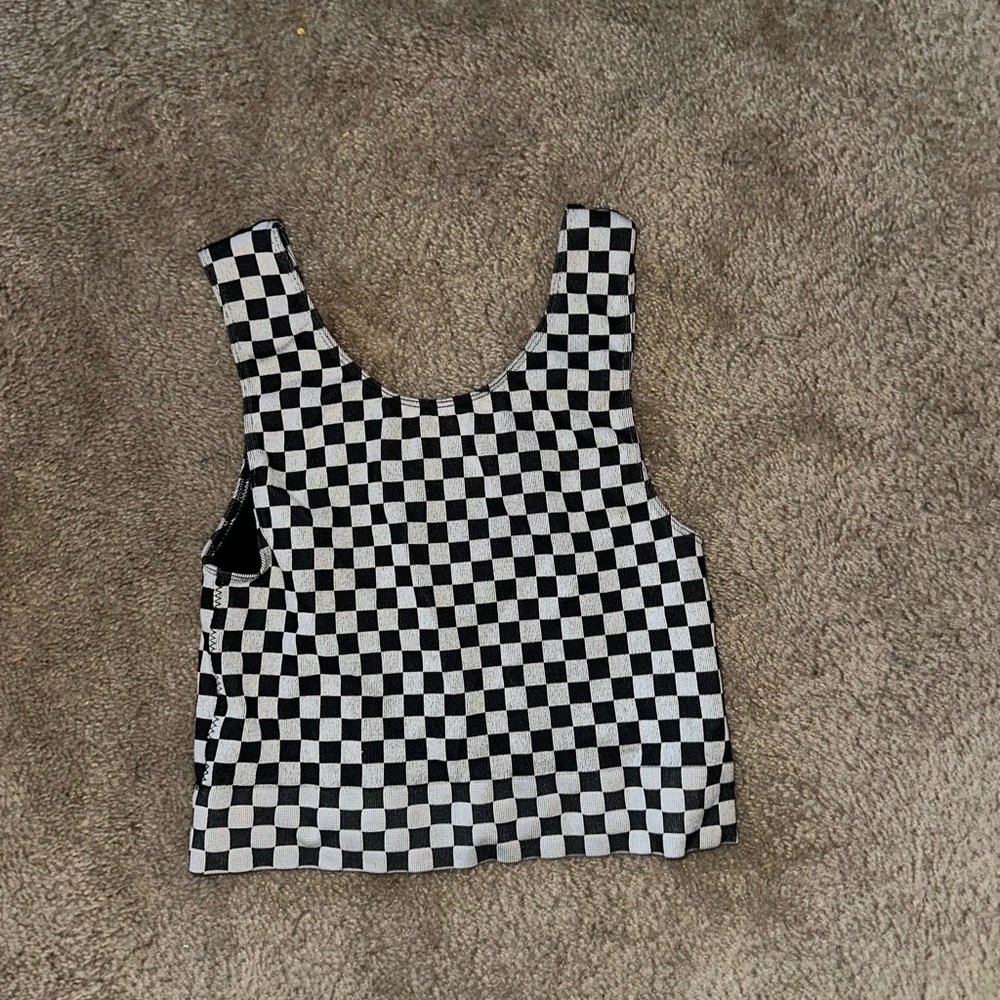 Checkered Black and White Women's Top